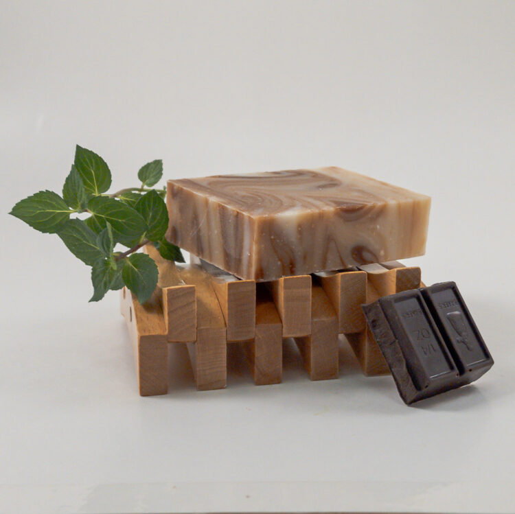 Chocolate Mint Soap on Dish