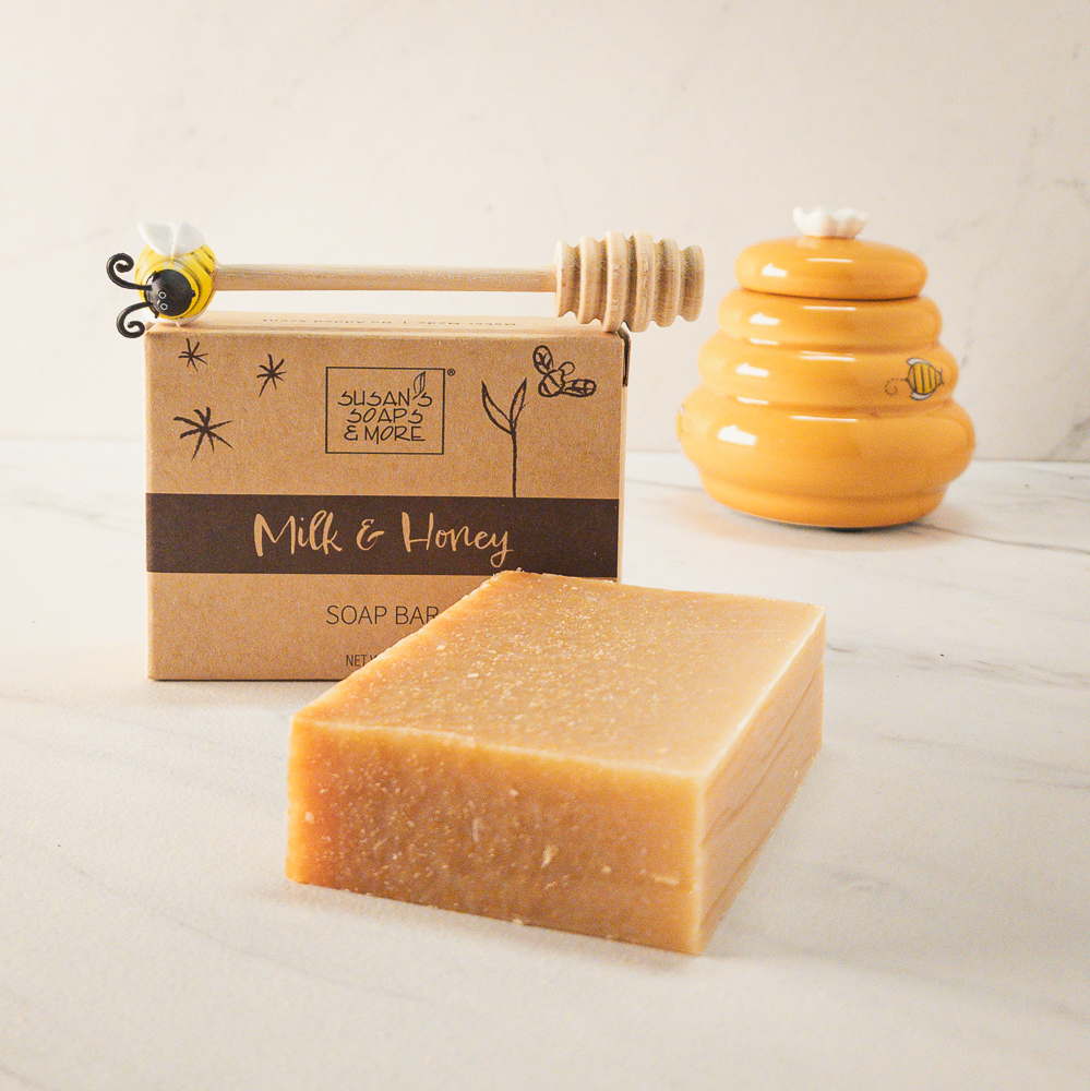 Honey + Milk Soap Bar & Sack - Handmade All Natural Bath & Beauty