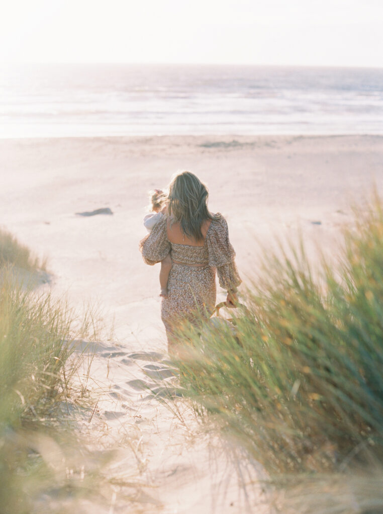 Walking in the sun on the beach