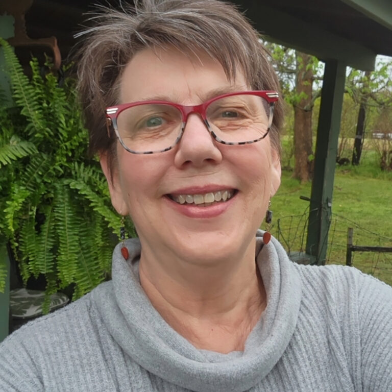 Susan in backyard