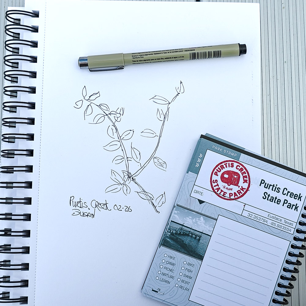 purtis creek stamp and sketch
