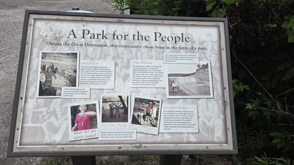 Cleburne State Park Sign: A Park for the People Who Chose Hope.